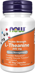 NOW L-Theanine 200 mg, 60 Cápsulas Veganas