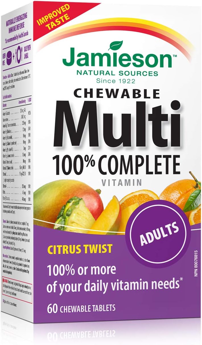 Jamieson Multivitamínico Completo Masticable para Adultos Sabor Citrus Twist - 60 Comprimidos