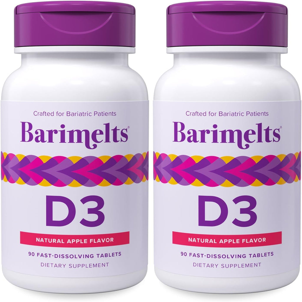 BariMelts Vitamina D3 5000 IU, 90 Tabletas de Disolución Rápida con Sabor Natural a Manzana