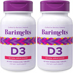 BariMelts Vitamina D3 5000 IU, 90 Tabletas de Disolución Rápida con Sabor Natural a Manzana