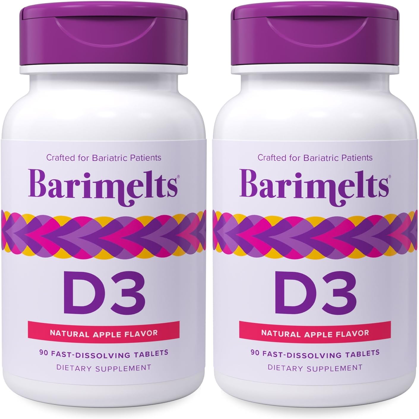 BariMelts Vitamina D3 5000 IU, 90 Tabletas de Disolución Rápida con Sabor Natural a Manzana