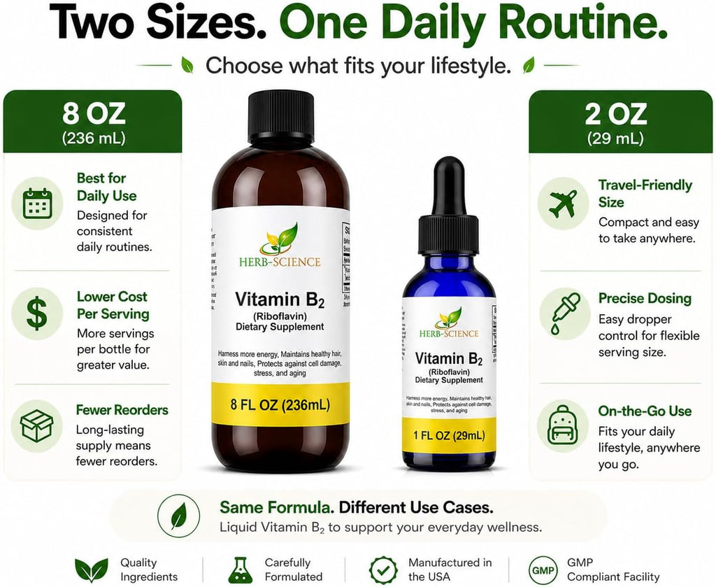 Herb-Science Vitamina B2 (Riboflavina) en Gotas - 236 ml