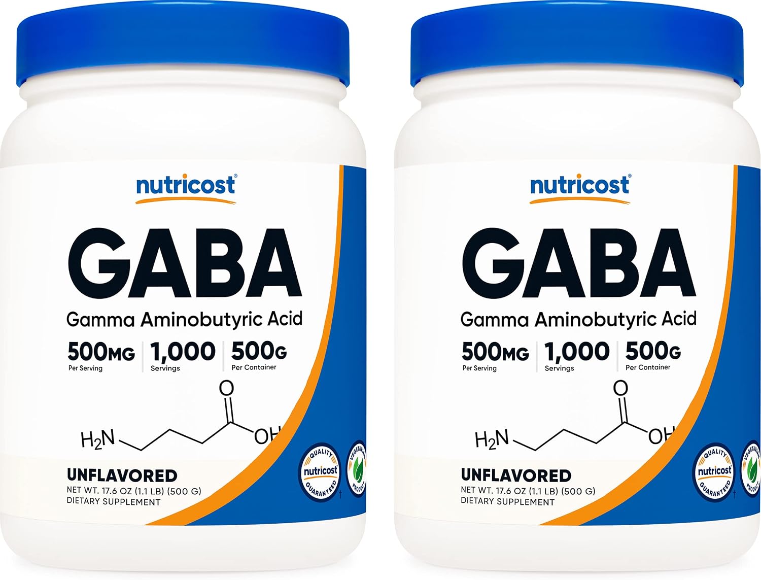 Nutricost GABA Puro en Polvo (Ácido Gamma-Aminobutírico) - 500 g - Pack de 3