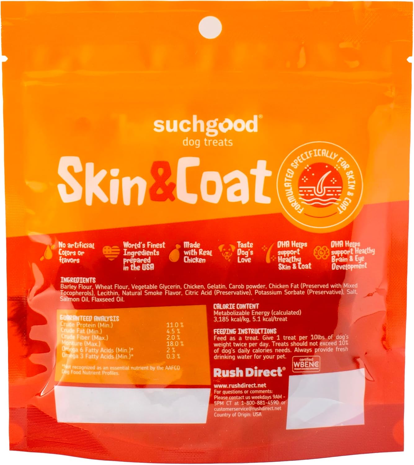 SuchGood Suplemento para la Piel y el Pelaje de Perros - Omega Chews con Aceite de Pescado - 175 Golosinas (Sabor Pollo)