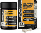 ONNIT Alpha Brain - Suplemento Nootrópico para Concentración, Memoria y Claridad Mental con L-Teanina y Vitamina B6, 30 Cápsulas