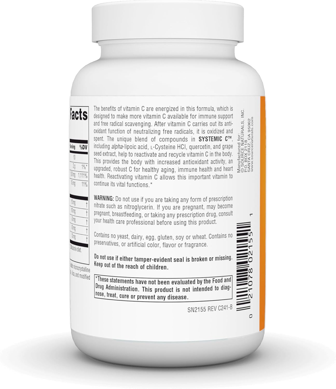 Source Naturals Systemic C – Vitamina C 500 mg, 120 Comprimidos