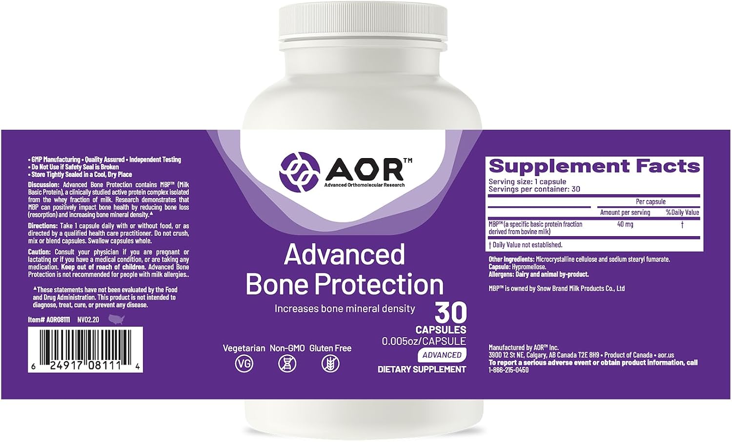 AOR Advanced Bone Protection 40mg MBP – 30 Cápsulas Vegetarianas