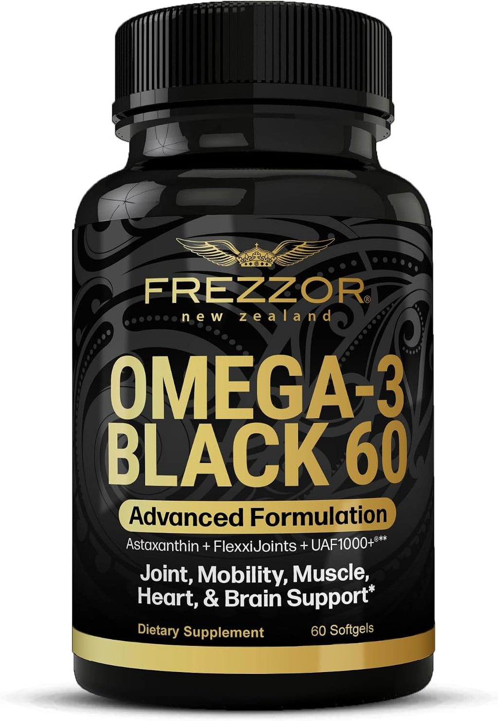 FREZZOR Omega 3 Black - New Zealand Green Lipped Mussel Oil, 60 Softgels