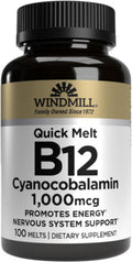 Windmill B-12 1000 mcg Sublingual - 100 Comprimidos de Disolución Rápida