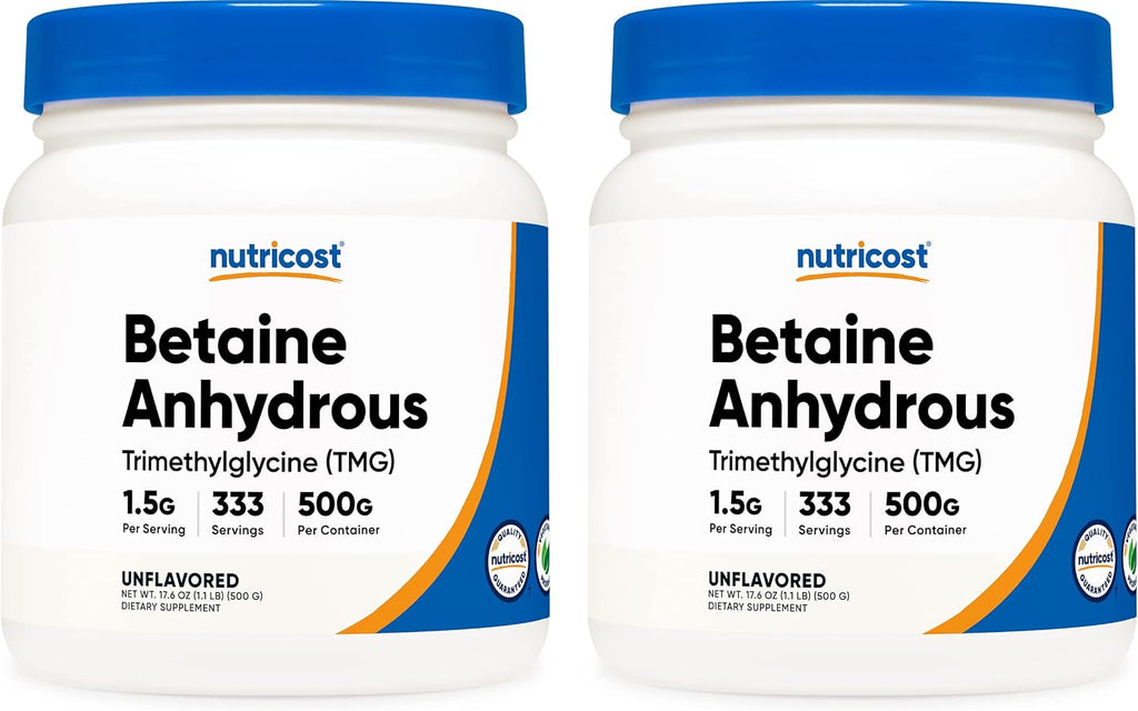Nutricost Betaína Anhidra (TMG) en Polvo, 500 g (3 Envases)