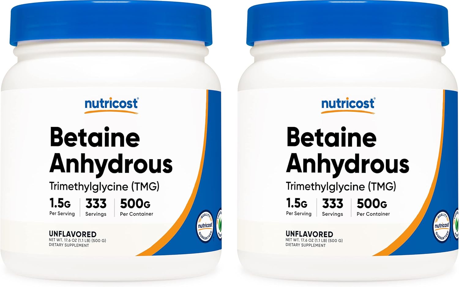 Nutricost Anhydrous Betaine (TMG) Powder - 2 x 500g Containers (1kg)