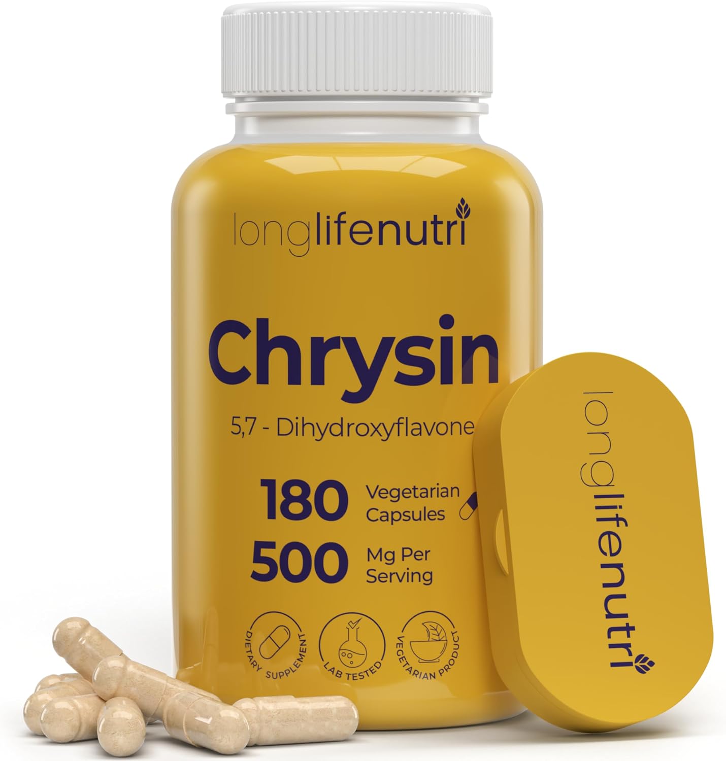 LongLifeNutri Crisina 500 mg – 180 Cápsulas Vegetales