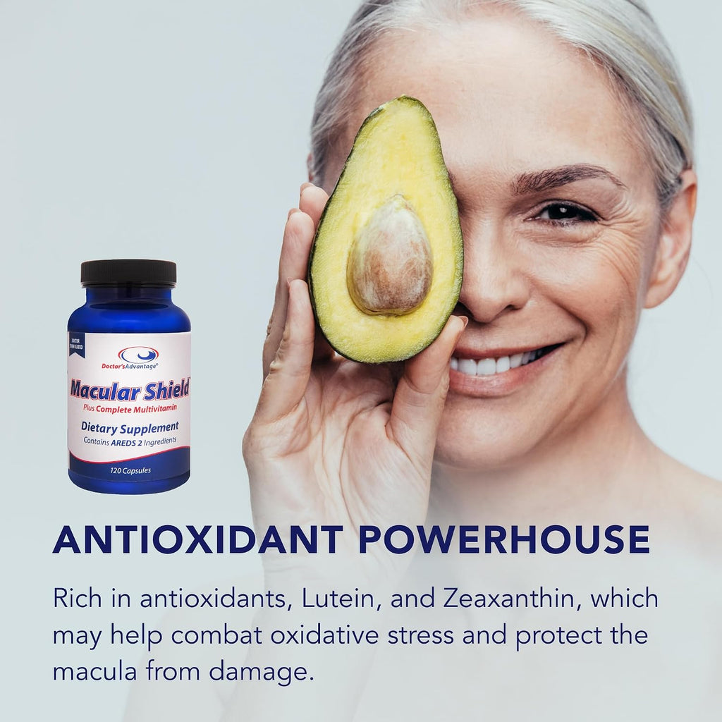 Doctor’s Advantage Macular Shield Eye Vitamins Plus Multivitamin – 120 Cápsulas, Suministro para 30 Días – Luteína y Zeaxantina con Ingredientes AREDS 2 y Complejo Multivitamínico Completo