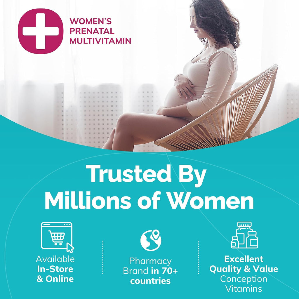 Conceive Plus Vitaminas Prenatales con Ácido Fólico, DHA y Colina - 60 Cápsulas Veganas