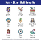 Hair Skin and Nails - Suplemento de Biotina y Vitaminas para Piel, Cabello y Uñas, 60 Cápsulas