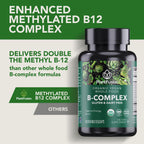 PlantFusion Organic Vitamin B-Complex, Complejo B Orgánico Vegano con B12 Metilada - 30 Cápsulas