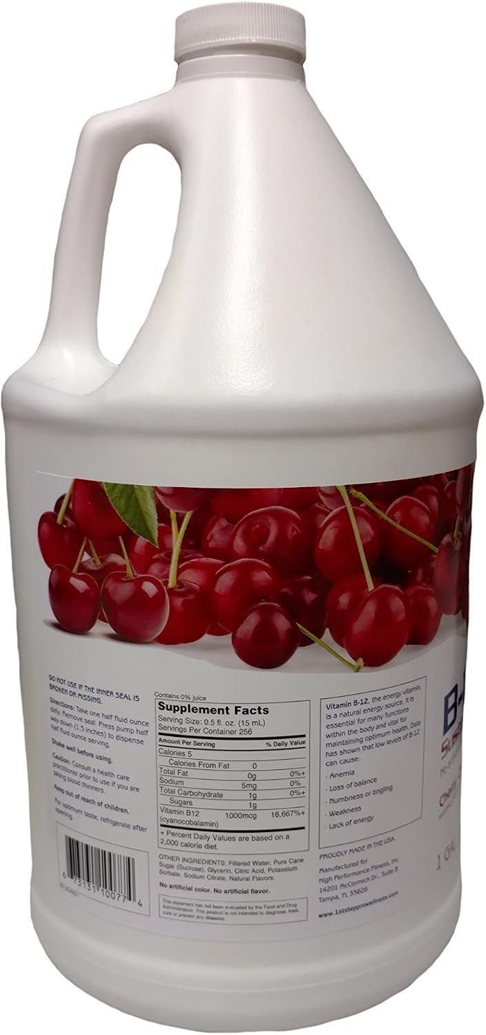 Vitamina B12 Líquida Sabor Cereza - 1 Galón (3780 ml)
