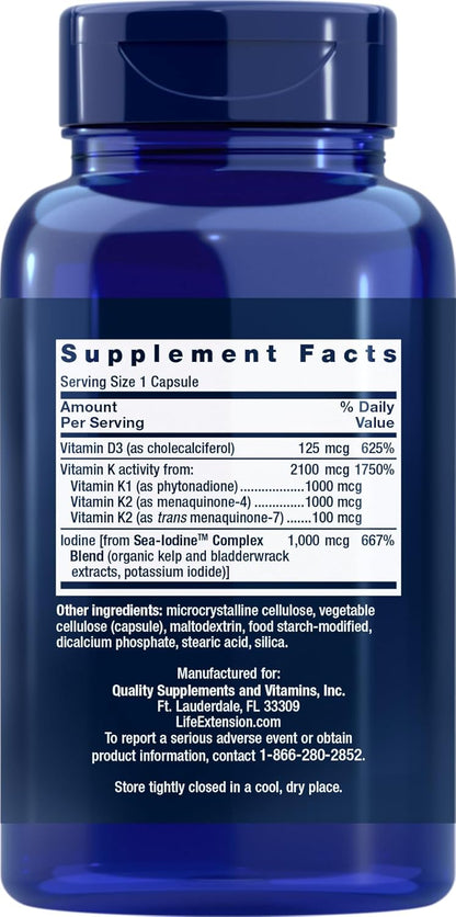 Life Extension Vitaminas D y K con Yodo Marino, 90 Cápsulas (Pack de 2) – Image 2