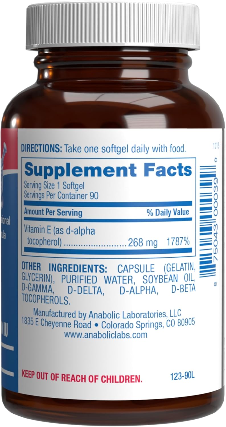 Vitamin E 400 IU - Natural Clinical Formula with d-alpha-tocopherol and mixed tocopherols - 90 Softgels