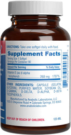 Vitamin E 400 IU - Natural Clinical Formula with d-alpha-tocopherol and mixed tocopherols - 90 Softgels