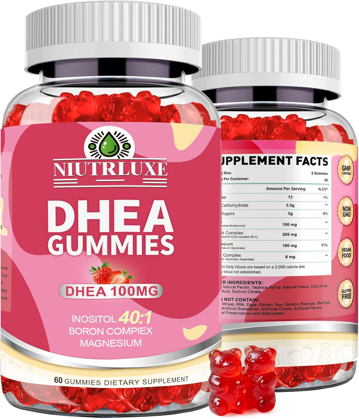 NIUTRLUXE DHEA Gummies - Suplemento de DHEA – DHEA: Precursor hormonal que se encuentra de forma natural en el – Image 1