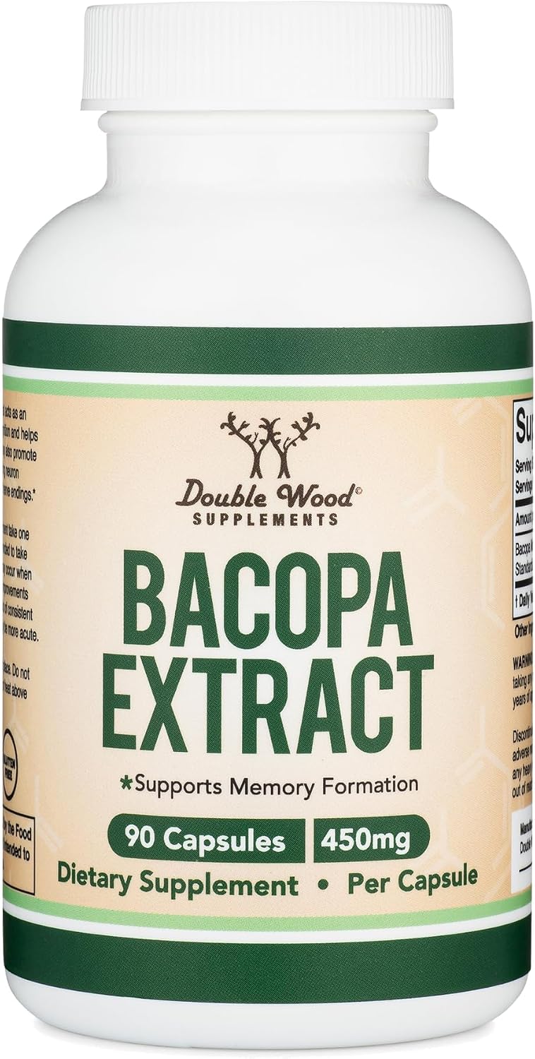 Cápsulas de Bacopa Monnieri con 20% Bacósidos 450mg - 90 Cápsulas - Double Wood Supplements