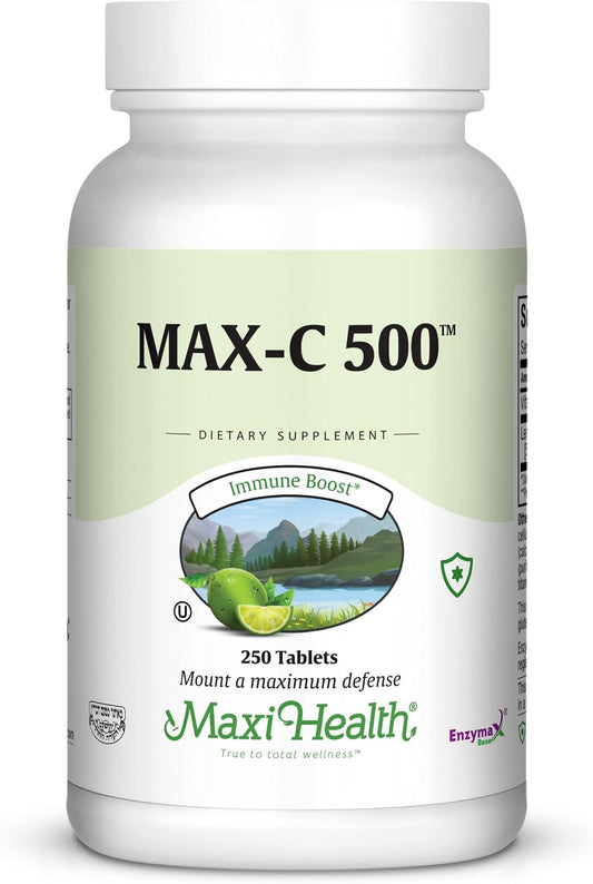 Maxi Health Max-C 500 - Vitamina C 500 mg con Bioflavonoides de Limón - 250 Comprimidos