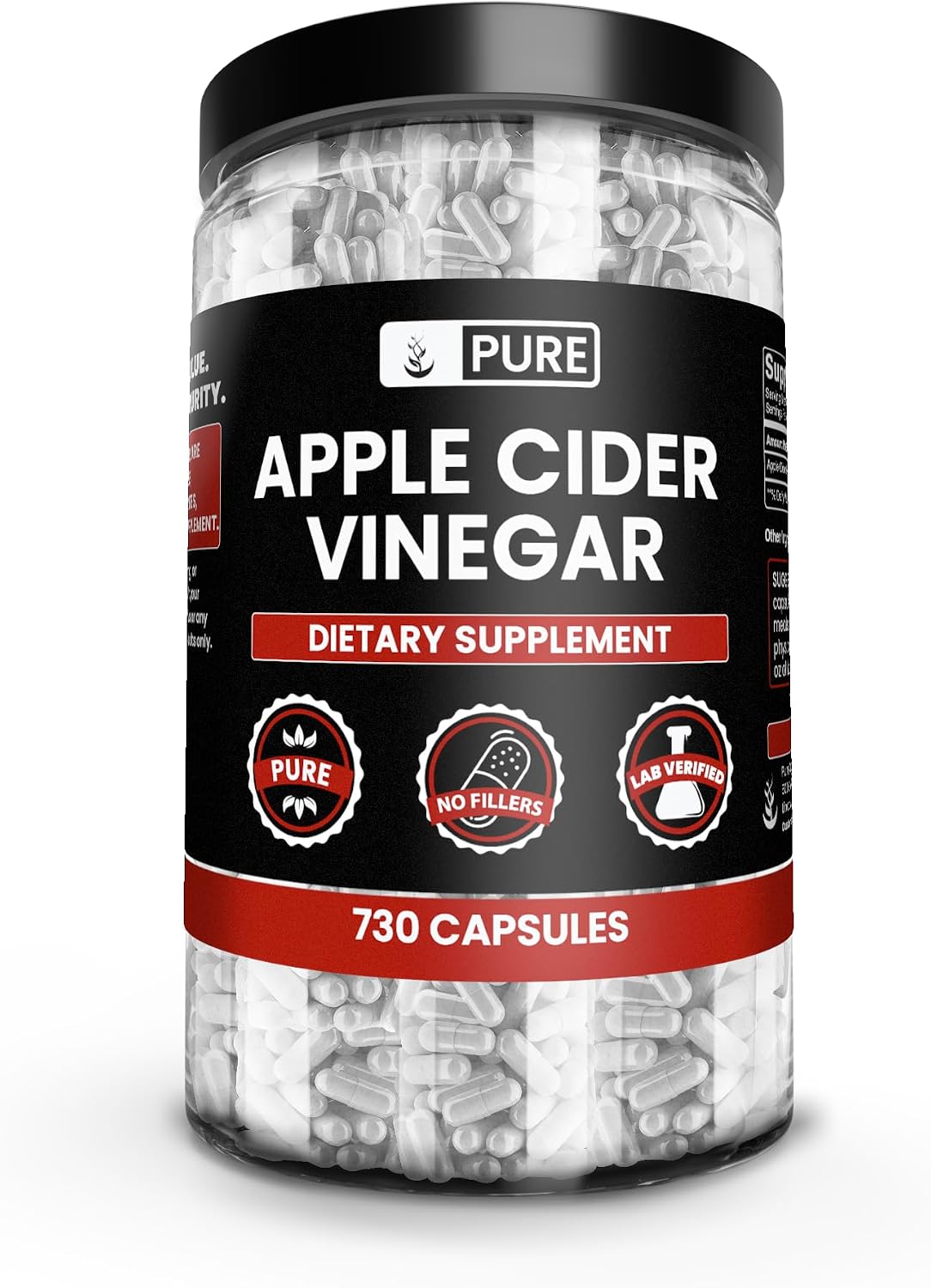 Pure Original Ingredients Vinagre de Manzana (365 Cápsulas) - Sin Rellenos, Siempre Puro, Verificado en Laboratorio
