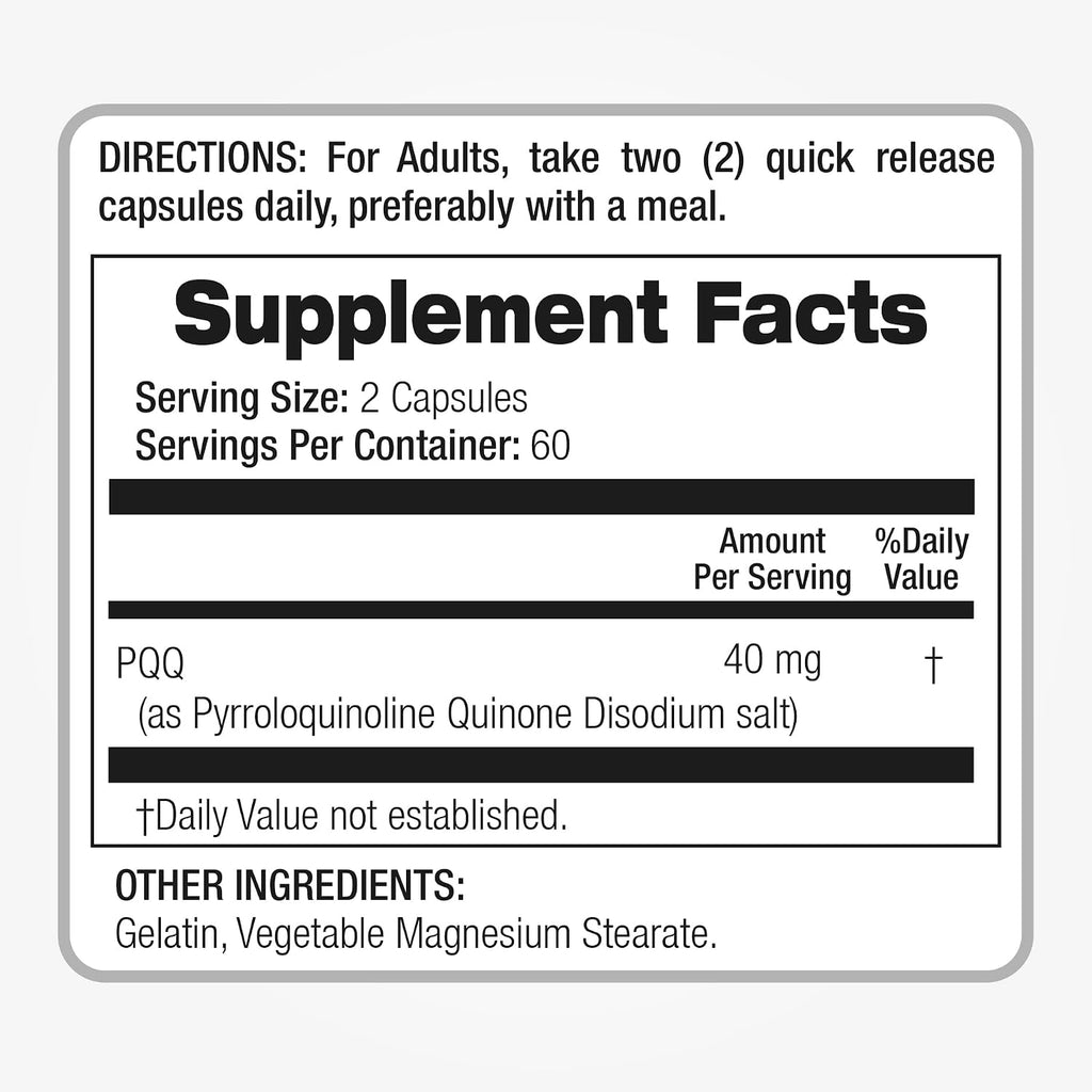FITO MEDIC'S Lab PQQ 40 mg – 120 Cápsulas – Pirroloquinolina Quinona