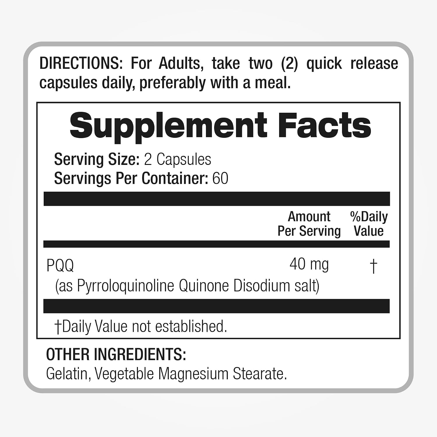 FITO MEDIC'S Lab PQQ 40 mg – 120 Cápsulas – Pirroloquinolina Quinona