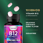 Built by Nature Vitamina B12 1000 mcg Metilcobalamina, Comprimidos Sublinguales Sabor a Bayas, 120 unidades (4 meses)