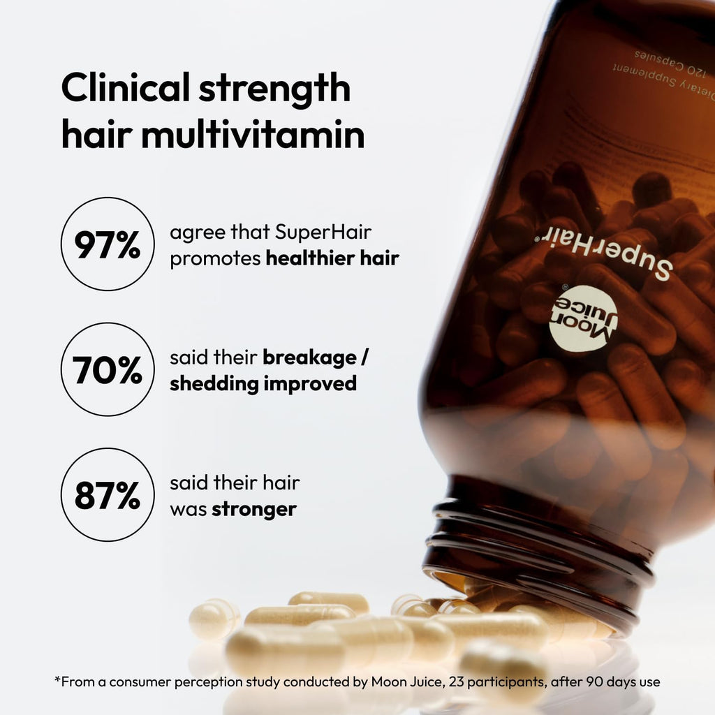 Moon Juice SuperHair - Vitaminas para el cabello con Biotina, 120 cápsulas