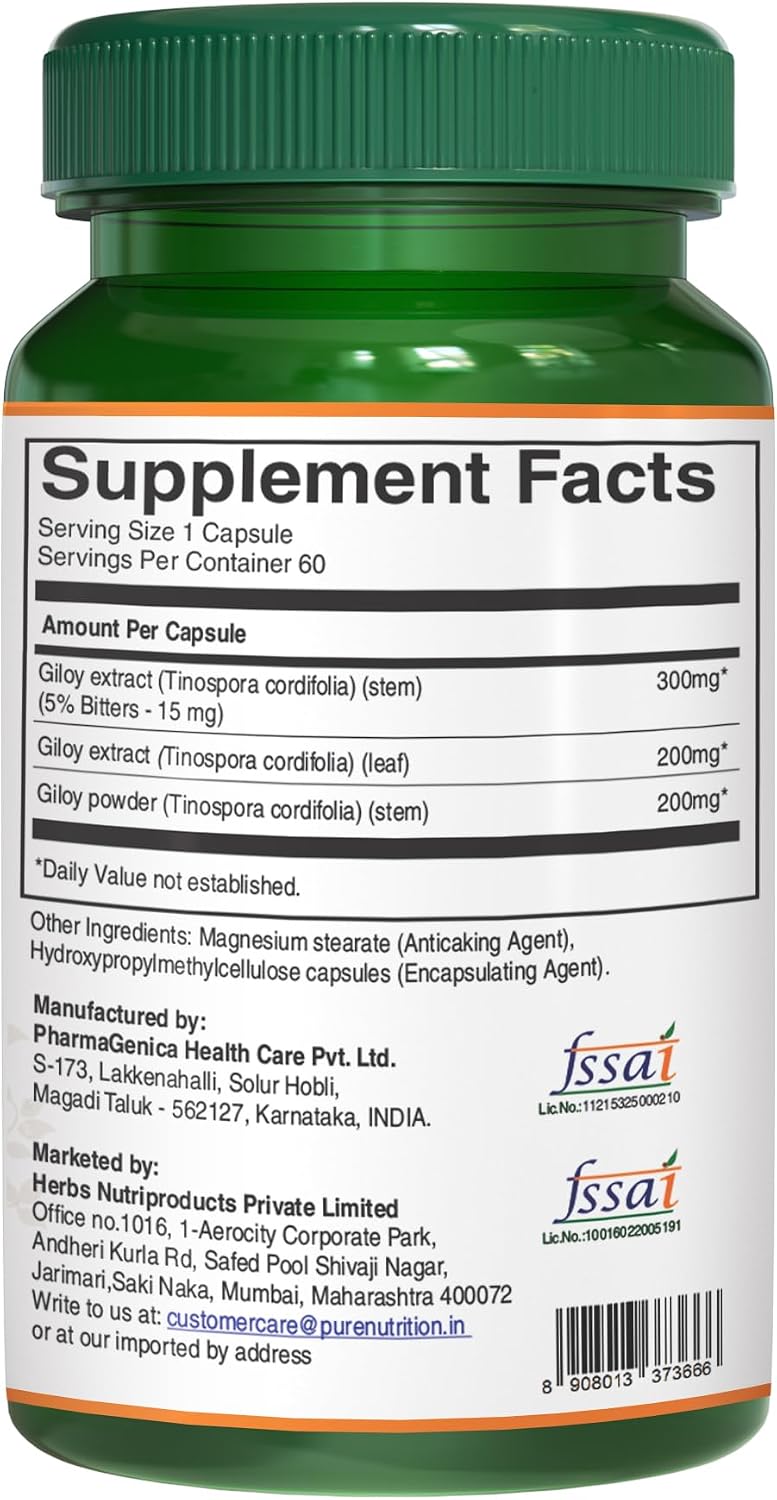 Pure Nutrition Giloy Guduchi Extract 700mg - 60 Cápsulas