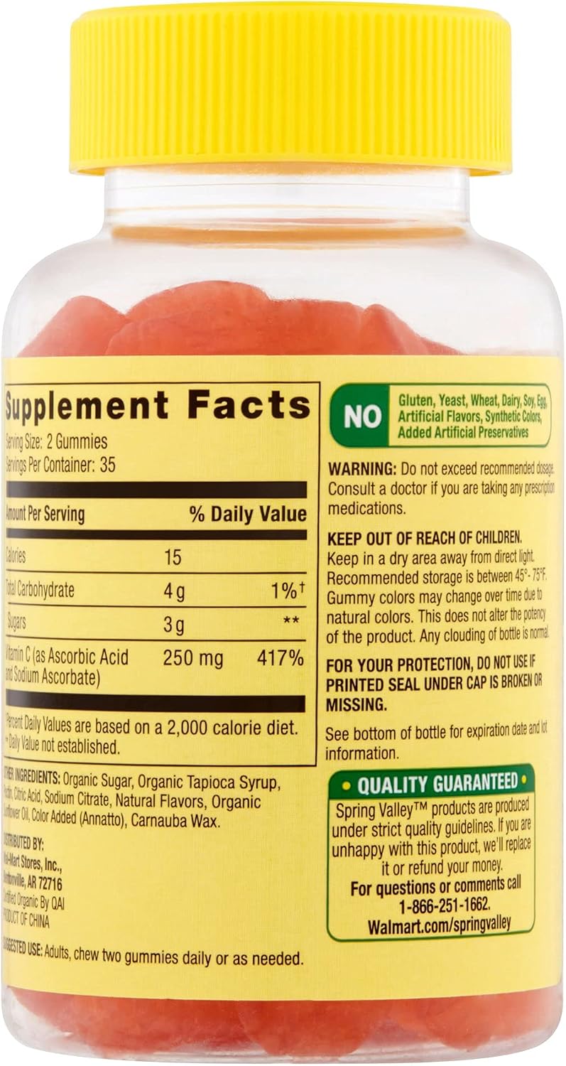 Spring Valley - Gominolas de Vitamina C 240 mg, 70 Gominolas de Naranja
