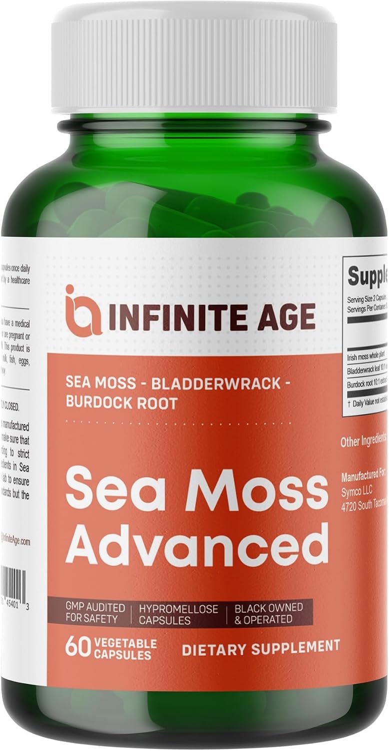 INFINITE AGE 3 Pack de 1250mg Sea Moss Advanced Superfood Cápsulas, 180 Unidades