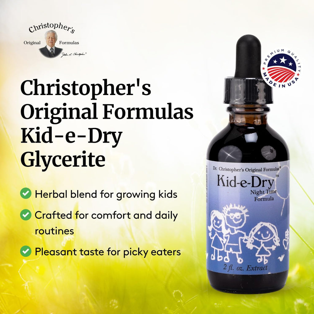 Christopher's Original Formulas Kid-e-Dry Glycerite – Complemento herbal para el sistema urinario infantil, 59 ml