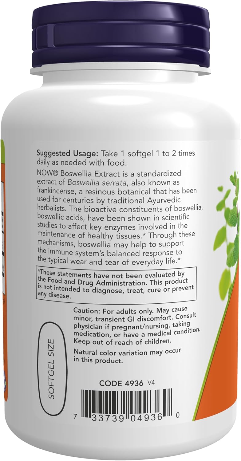 Extracto de Boswellia Serrata 500 mg en Aceite MCT - 90 Cápsulas Blandas - NOW Foods