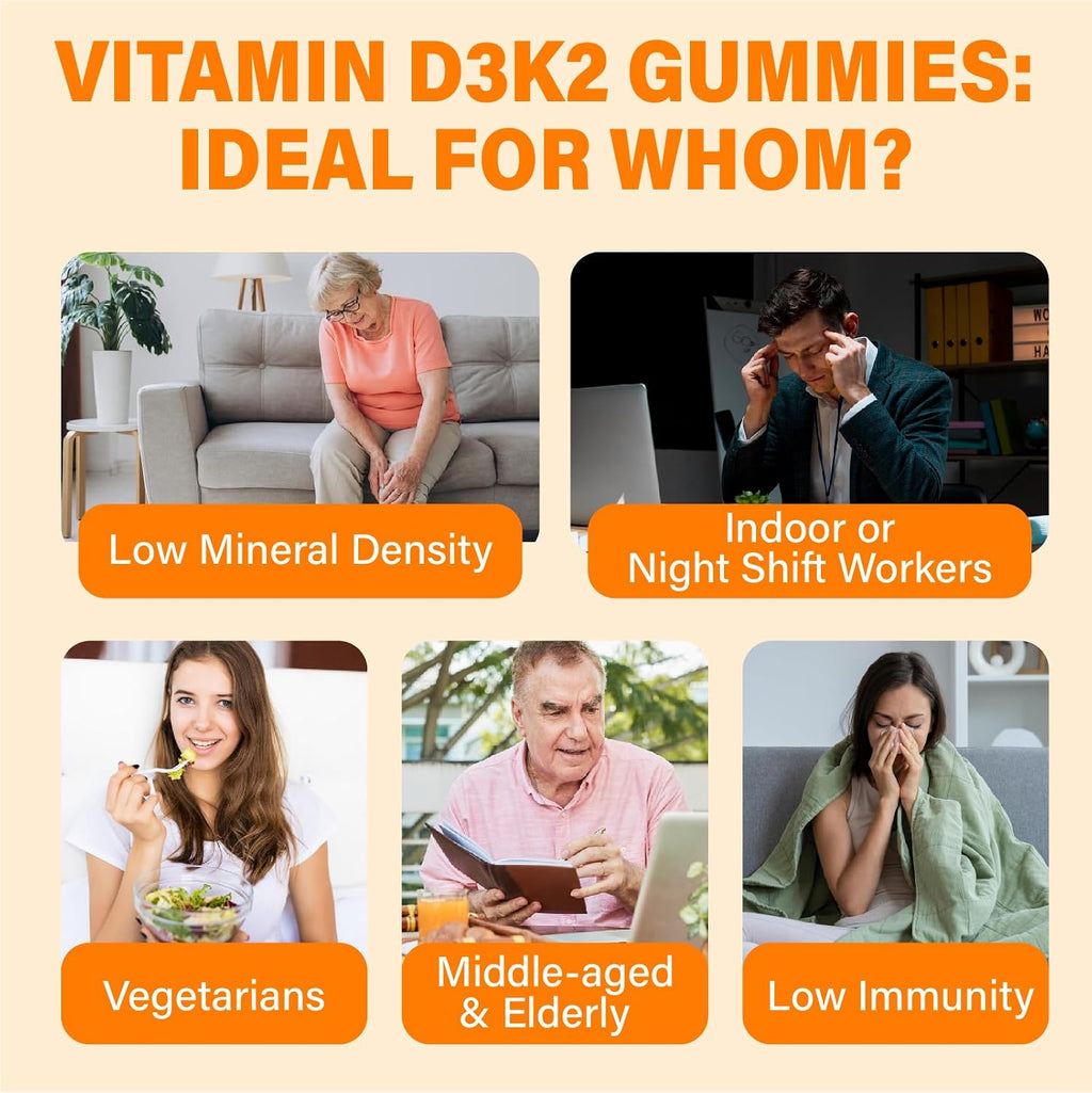Suplemento de Vitamina D3 10000IU para Adultos - Gominolas de Vitamina D3 5000IU / 10000IU con K2, Metil B12, Calcio, Magnesio, Zinc y Saúco para Mujeres y Hombres - Sin Azúcar, Vegano