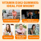 Suplemento de Vitamina D3 10000IU para Adultos - Gominolas de Vitamina D3 5000IU / 10000IU con K2, Metil B12, Calcio, Magnesio, Zinc y Saúco para Mujeres y Hombres - Sin Azúcar, Vegano