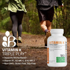 Vitamin K Triple Play: Complejo de vitamina K1, K2 MK7 y K2 MK4, 180 cápsulas