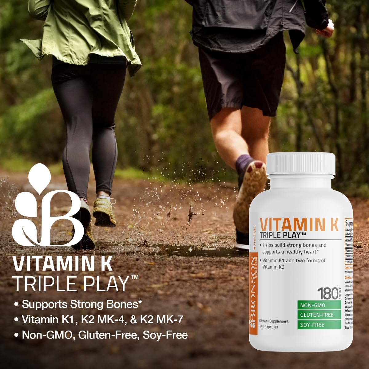 Bronson Vitamin K Triple Play Complejo Vitamina K (K1, K2 MK4, MK7) 90 Cápsulas