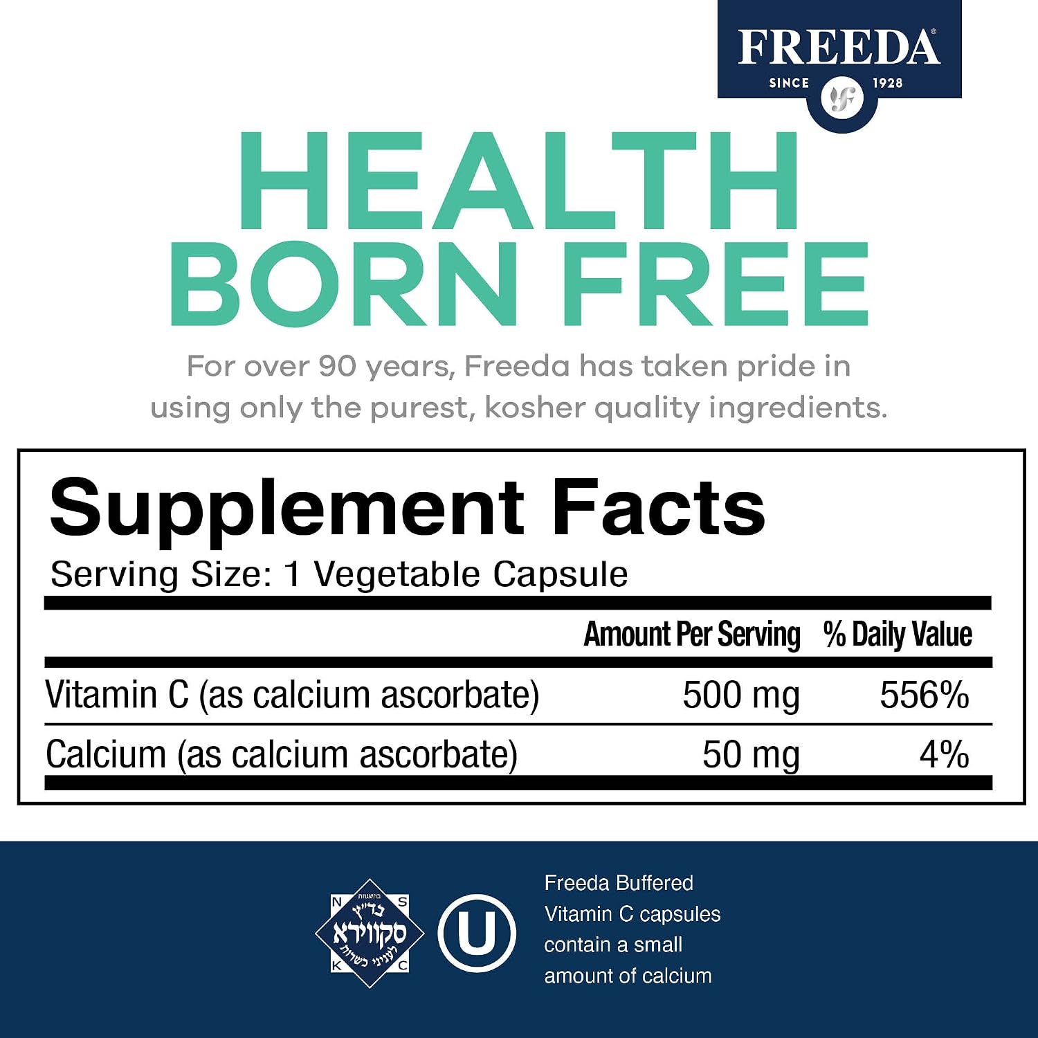FREEDA Vitamina C Tamponada 500 mg - 250 Cápsulas