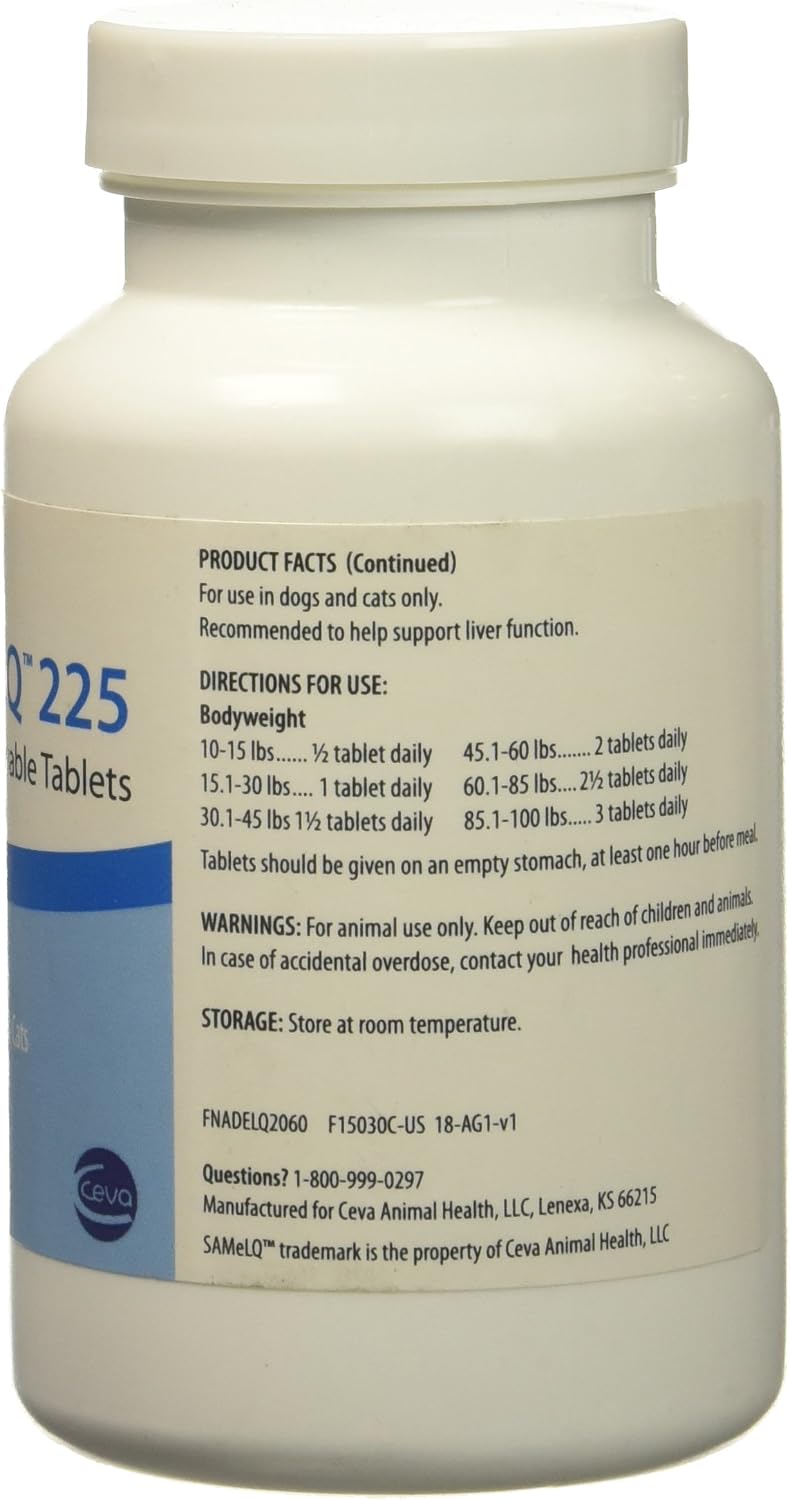 S Adenosyl 225 (SAMe) para Perros Medianos/Grandes 225 mg (60 comprimidos)