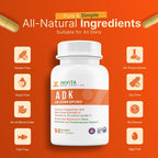 Invita, Suplemento ADK Vitaminas A, D3 5000 UI y K2 MK-7 - 90 Cápsulas