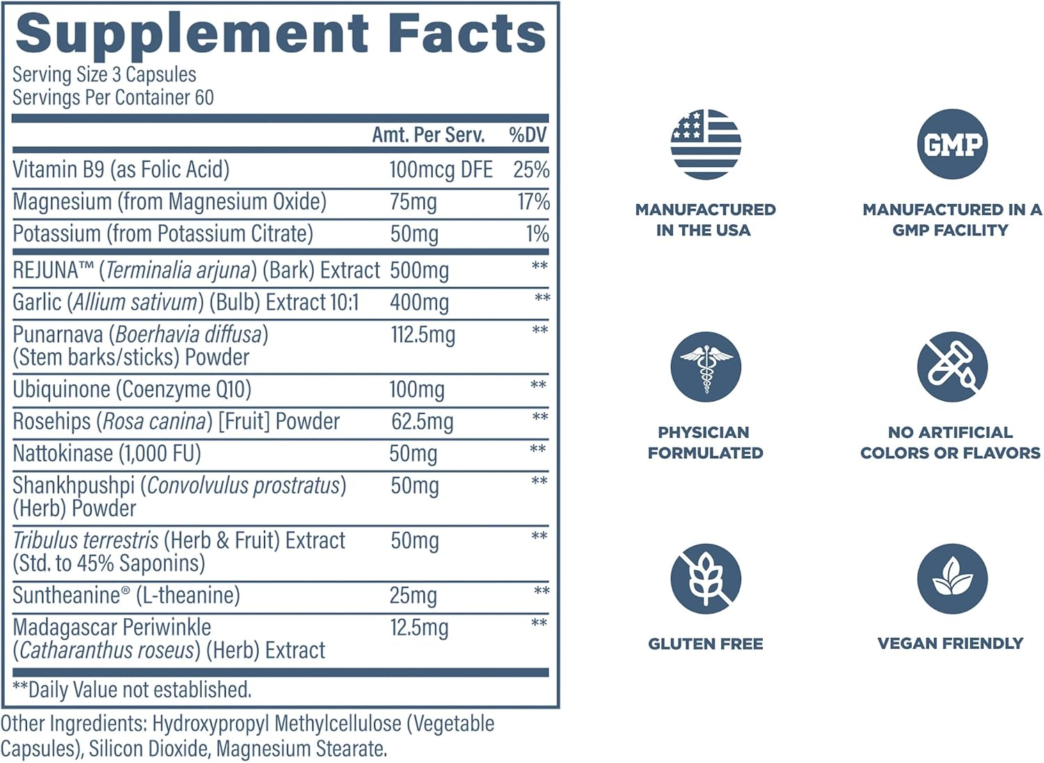 Revive MD Blood Pressure Support - Complejo para la tensión arterial y salud cardiovascular (180 cápsulas veganas)