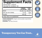 American Standard Supplements Biotina 20.000 mcg con Keratina y Zinc, 120 Cápsulas Veganas