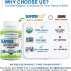 Power By Naturals Sea Moss Plus – Cápsulas Orgánicas de Musgo Irlandés con Bladderwrack y Raíz de Bardana – 60 Cápsulas (1 Mes)
