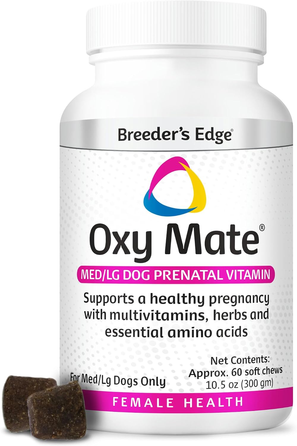 Breeder's Edge Oxy Mate - Suplemento Prenatal para Perras y Gatas Gestantes - 30 Masticables