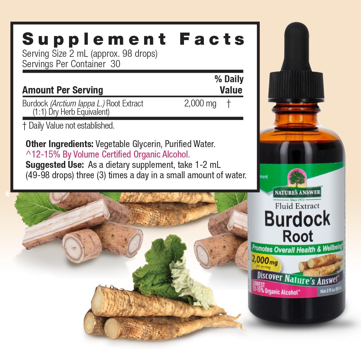 Nature's Answer Raíz de Bardana Extracto Superconcentrado - 2 oz (59 ml)