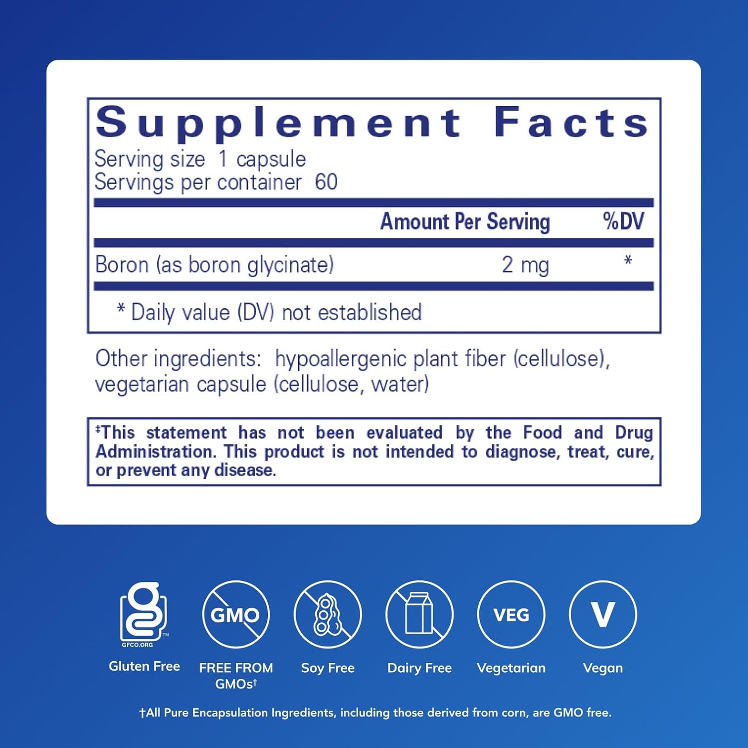 Pure Encapsulations Boro (Glicinato) - 60 Cápsulas